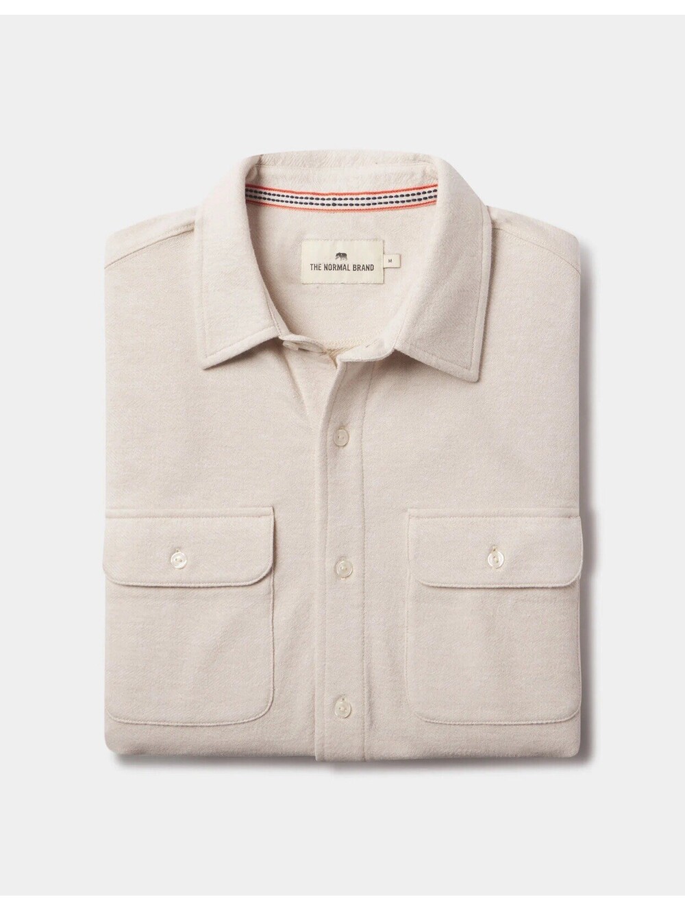 Normal Brand Textured Knit Shirt $118 MSRP Size Large Birch Off White